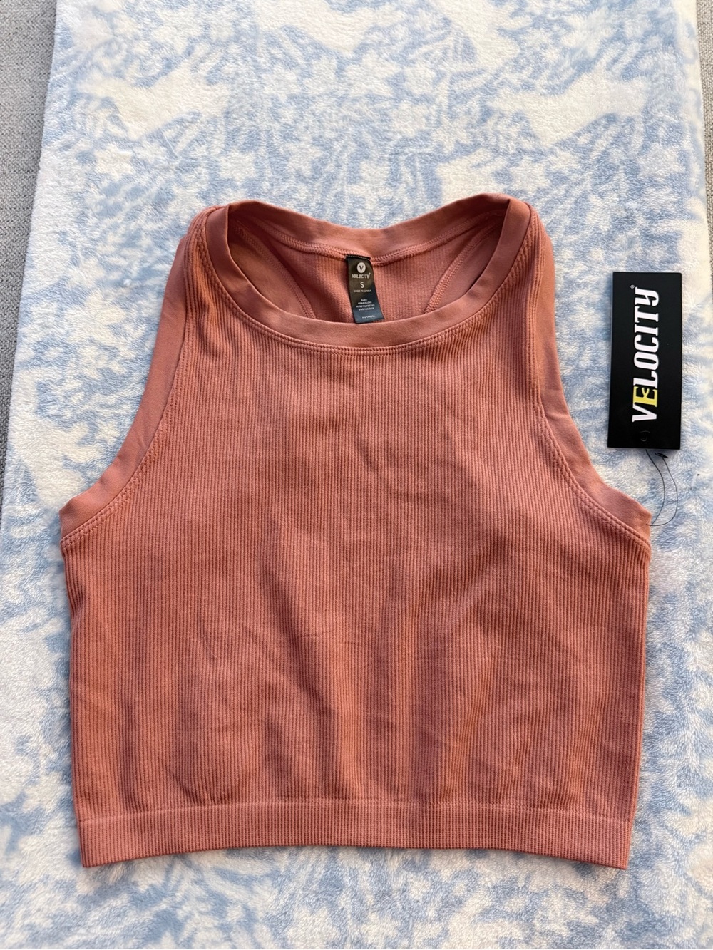 Velocity Ribbed Cropped Tank Top - Dusty Rose Pink